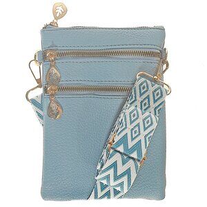 Artizanni Womens Crossbody Vegan Clutch Purse Satchel with Guitar Strap (Blue)